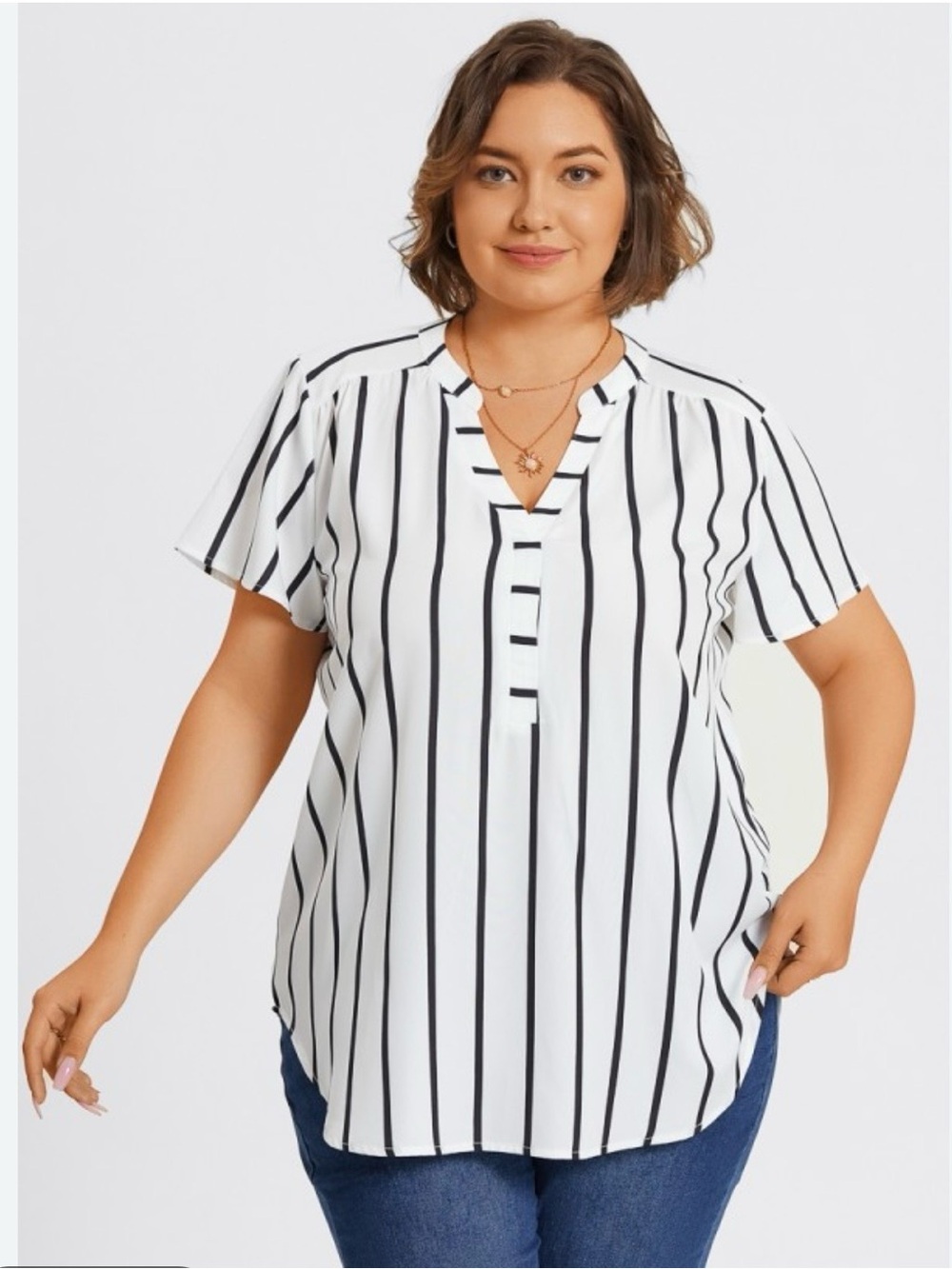 torrid White Blouse with Black Vertical Stripes, like new!!